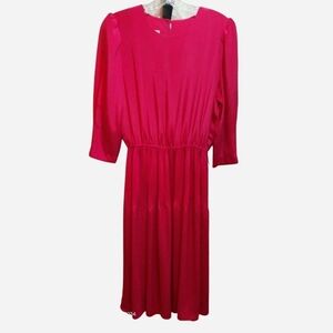 Vintage Pellini Petites Chic Fuchsia Long Sleeve Dress